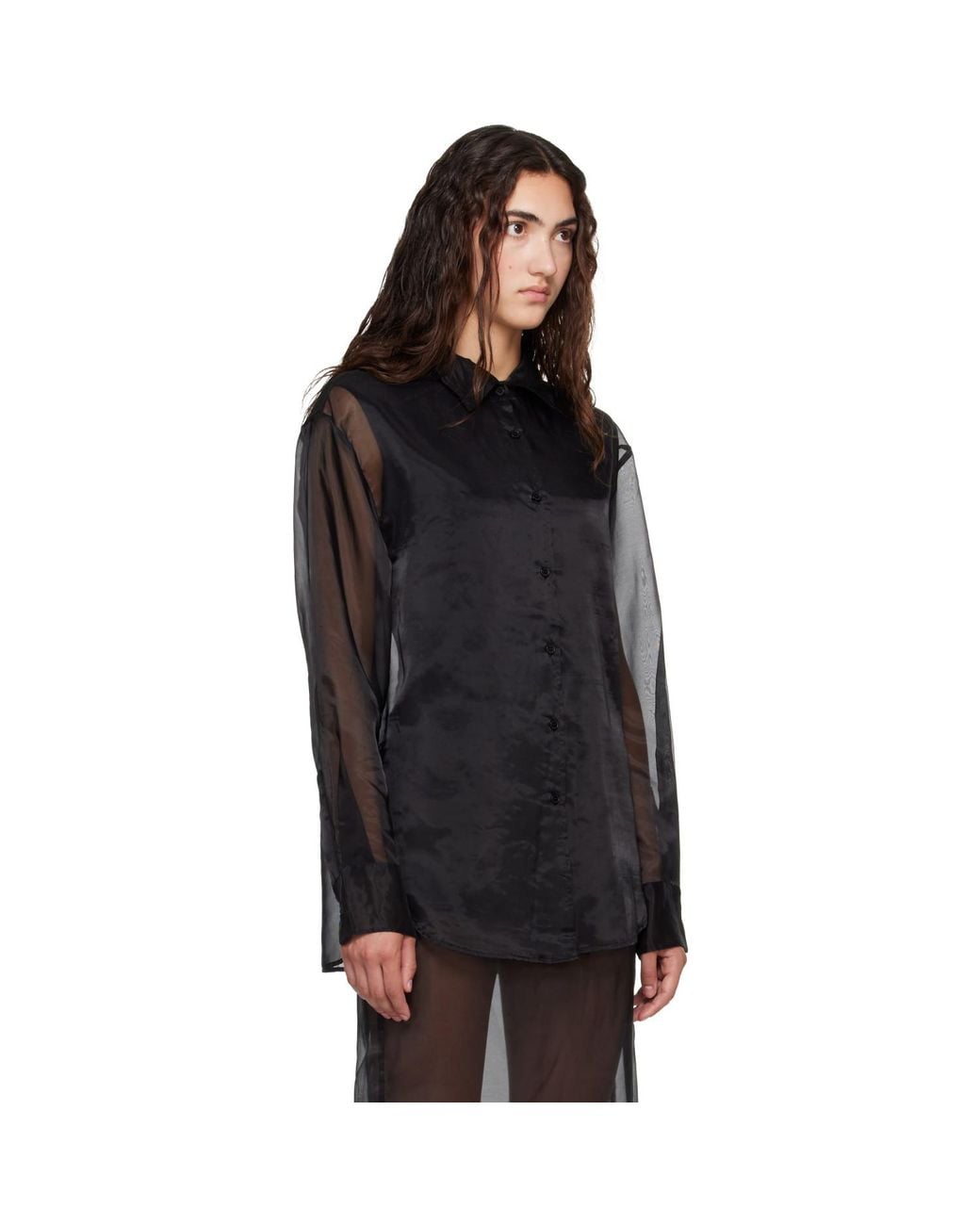 Frankie Shop Black Peri Sheer Shirt