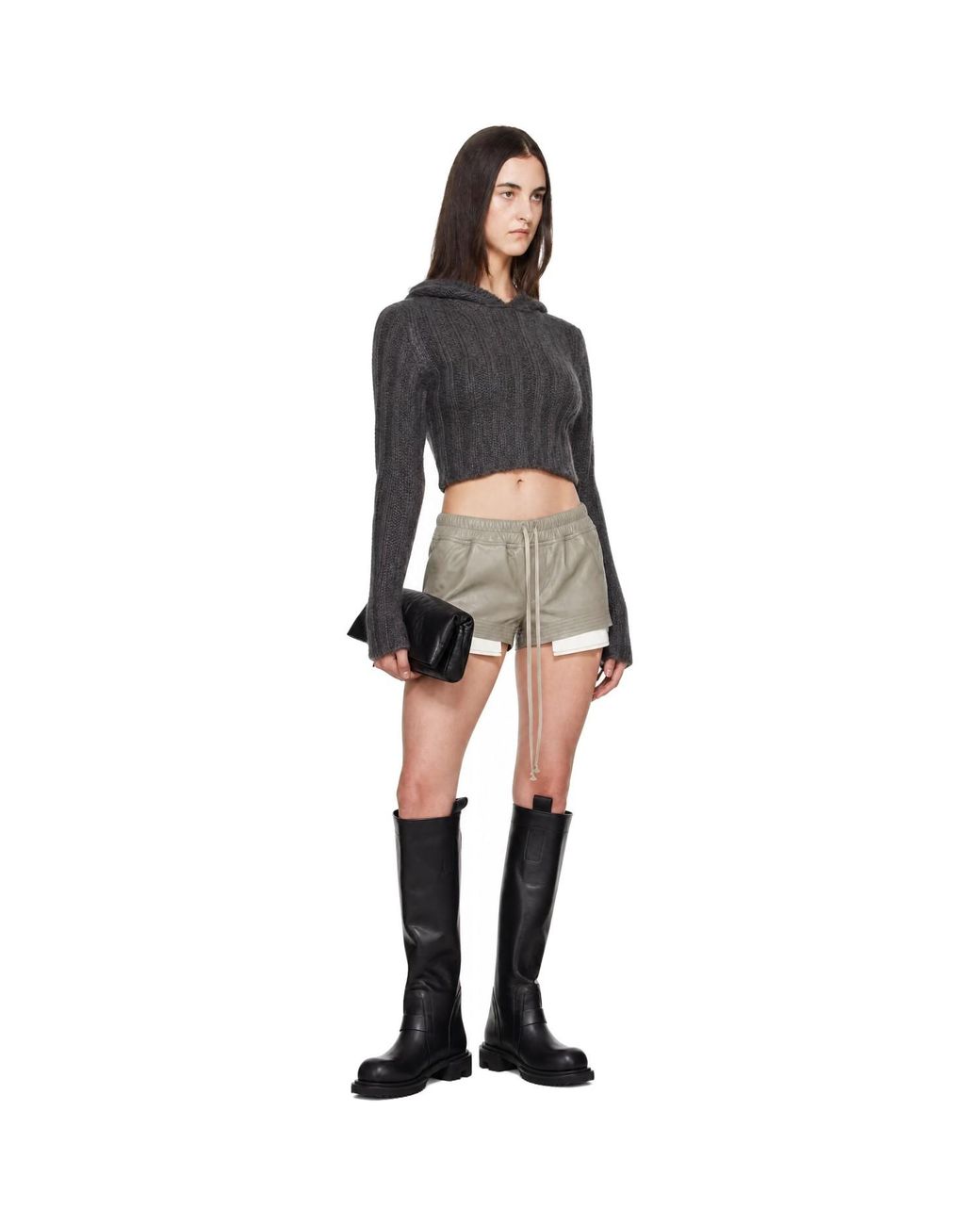 Rick Owens Black Tower Cropped Hoodie