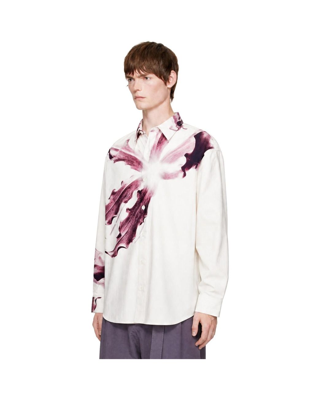 Dries Van Noten Purple Flower Shirt for men