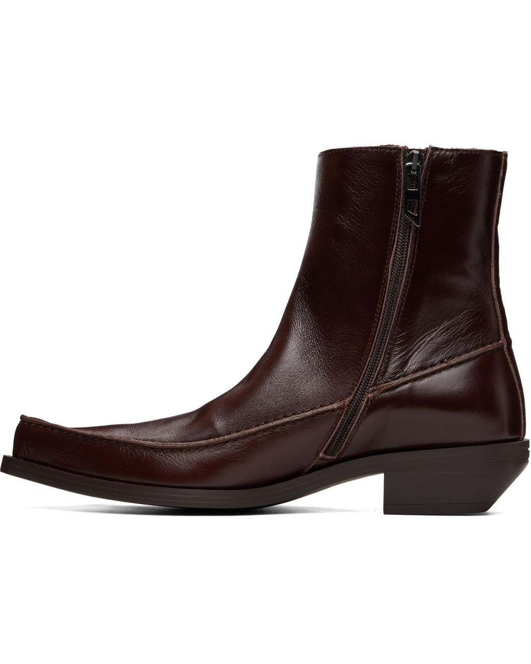 DIESEL Brown D-Frido Western Ankle Boots for men