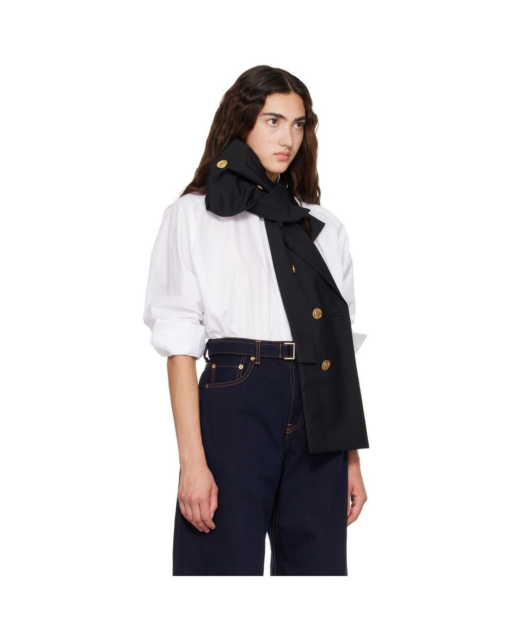 Sacai Black Poplin X Suiting Shirt