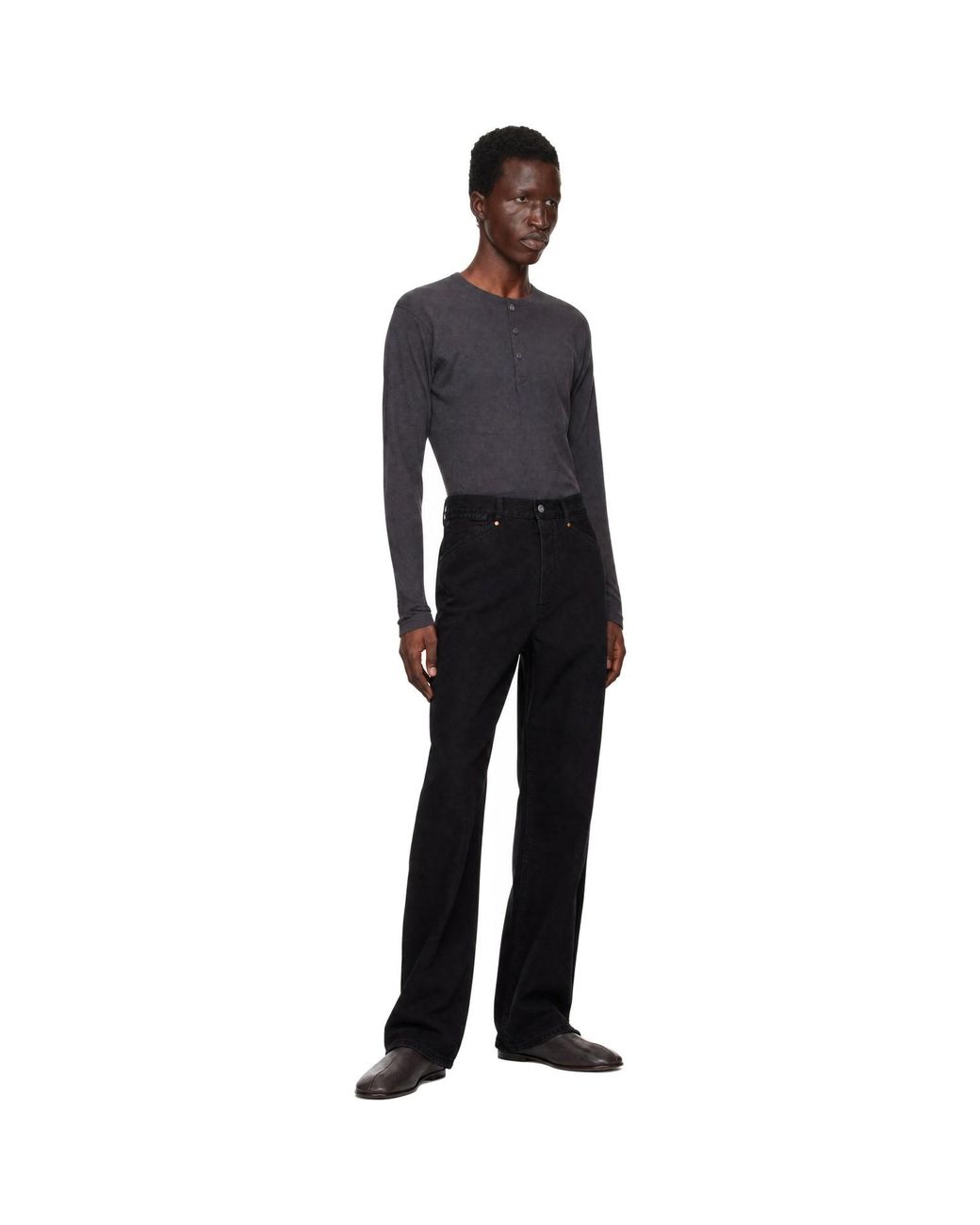 Lemaire Black Straight Leg 5 Pockets Jeans for men