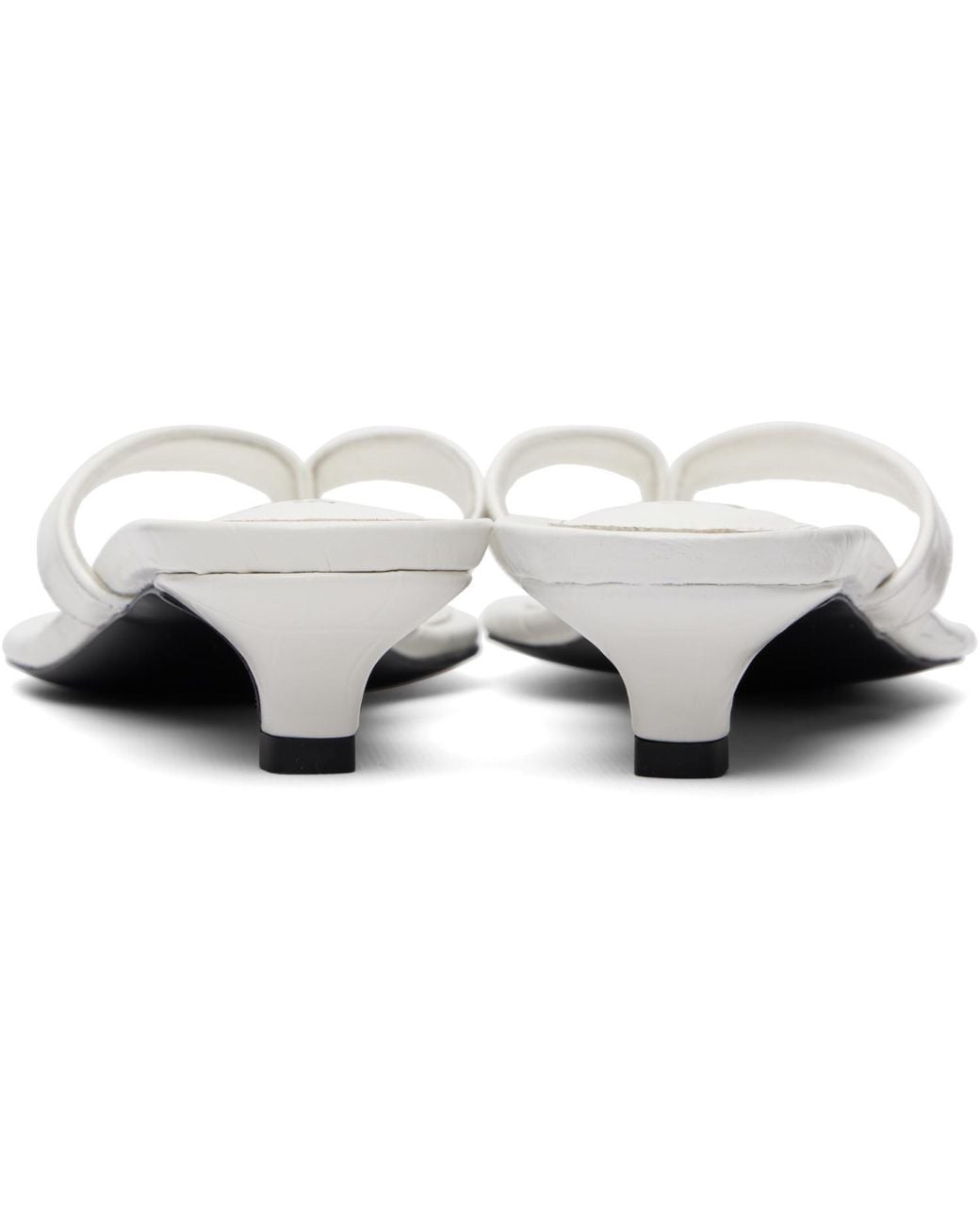Totême Black Croco-Embossed Flip Flop Heeled Sandals