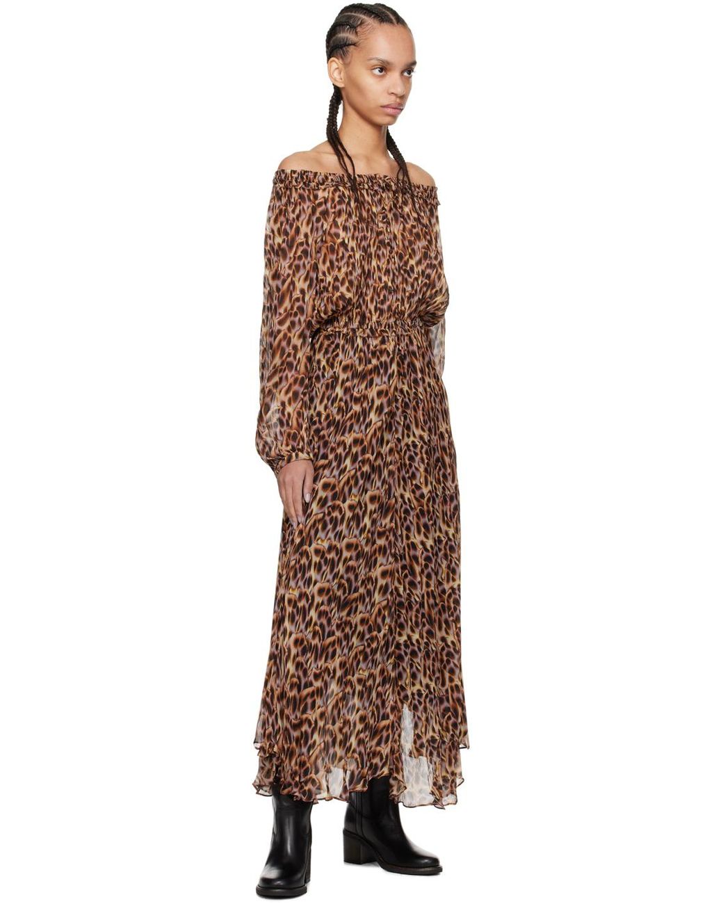 Isabel Marant Black Brown & Purple Volga Maxi Dress