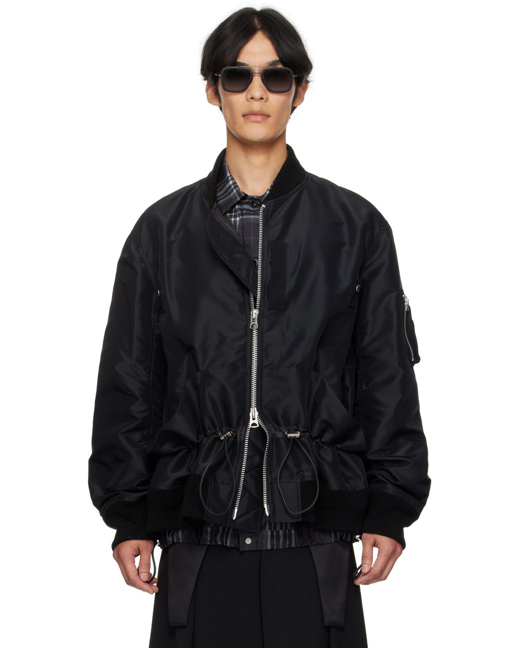 メンズ Sacai ブラック Nylon Twill ボンバージャケット メンズ Sacai ブラック Nylon Twill ボンバージャケット