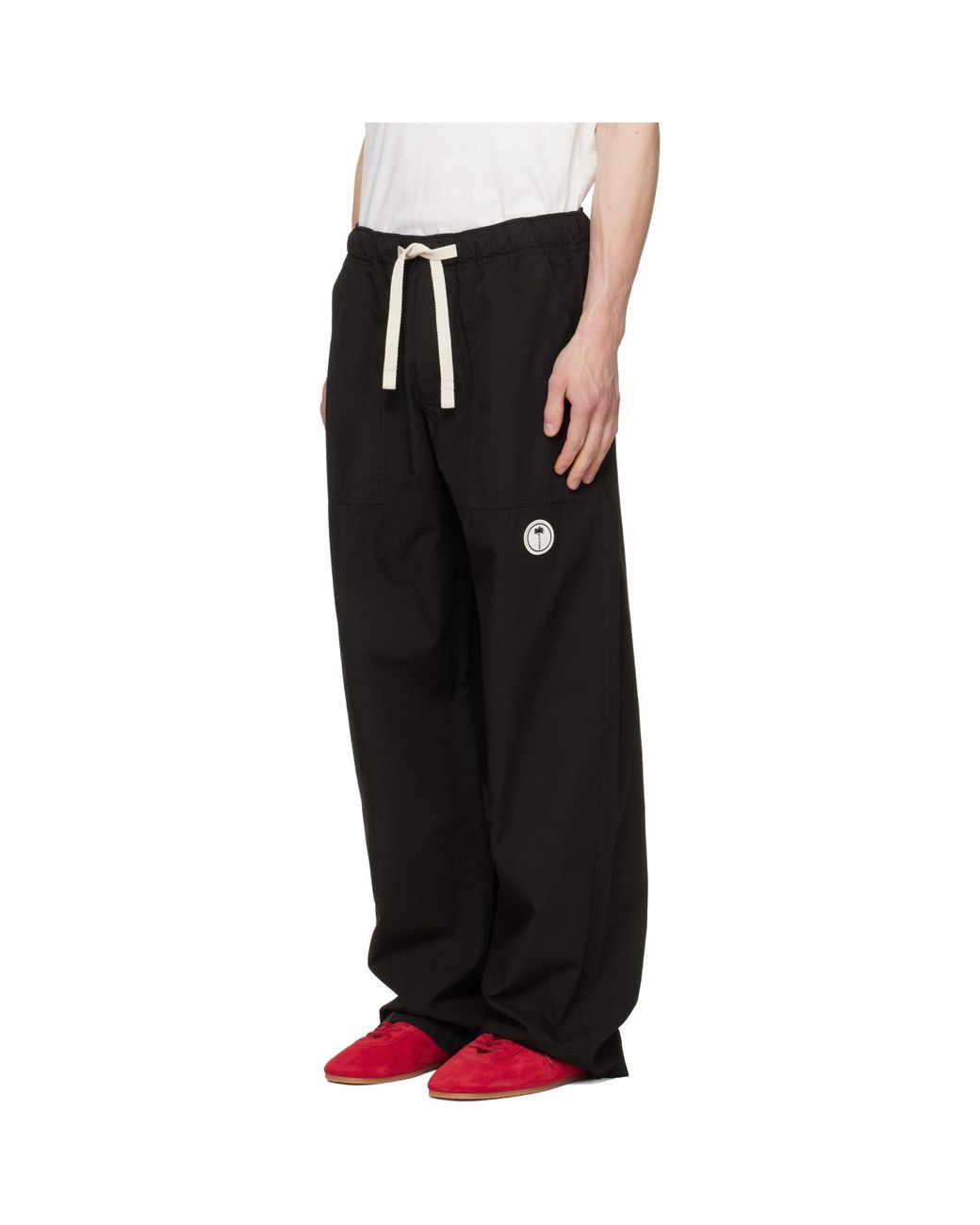 Palm Angels Black Tree Logo Loose Trousers for men