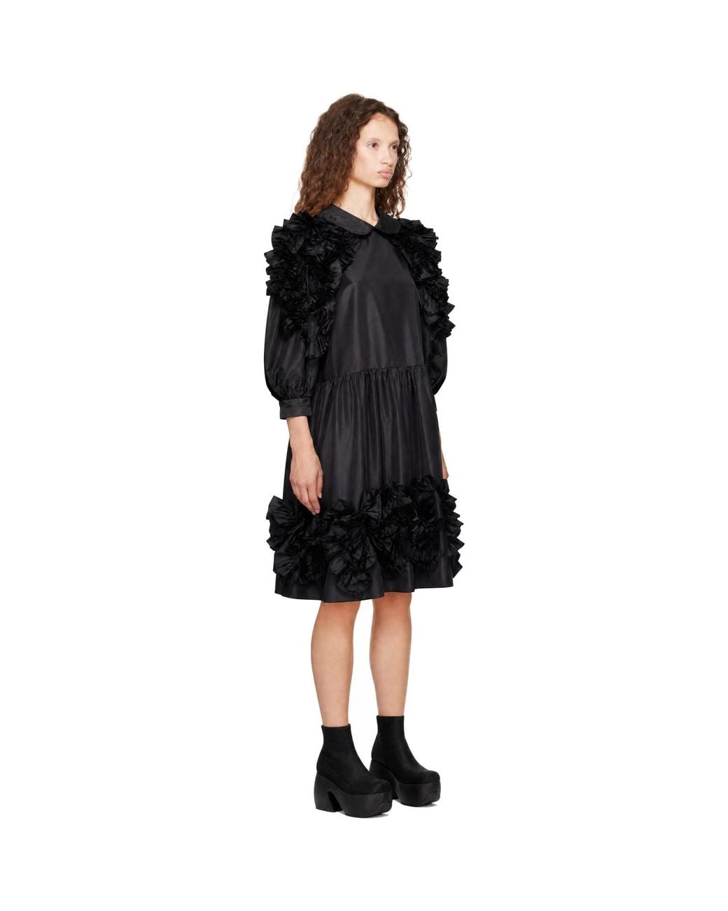 Comme des Garçons Black Taffeta Garment Washed Midi Dress