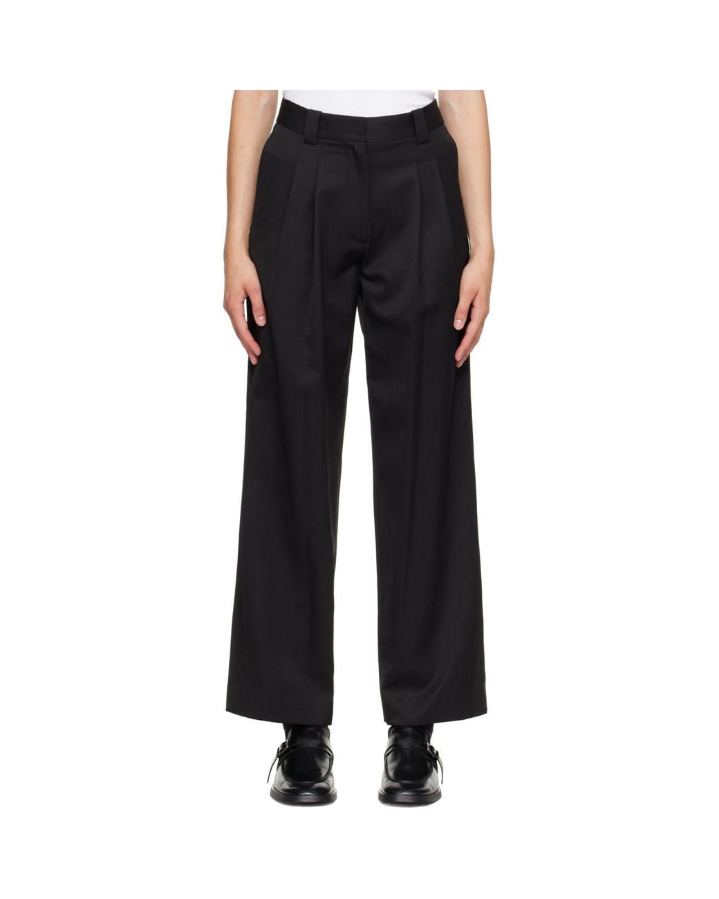 NOTHING WRITTEN Black Frame Wool Trousers