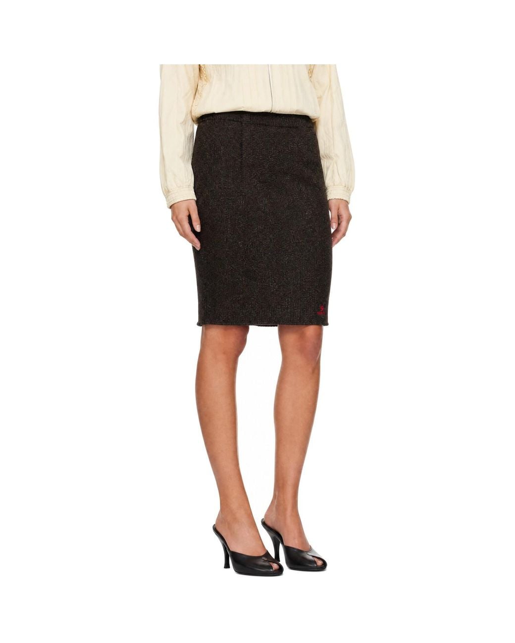 ShuShu/Tong Black Straight Knit Midi Skirt