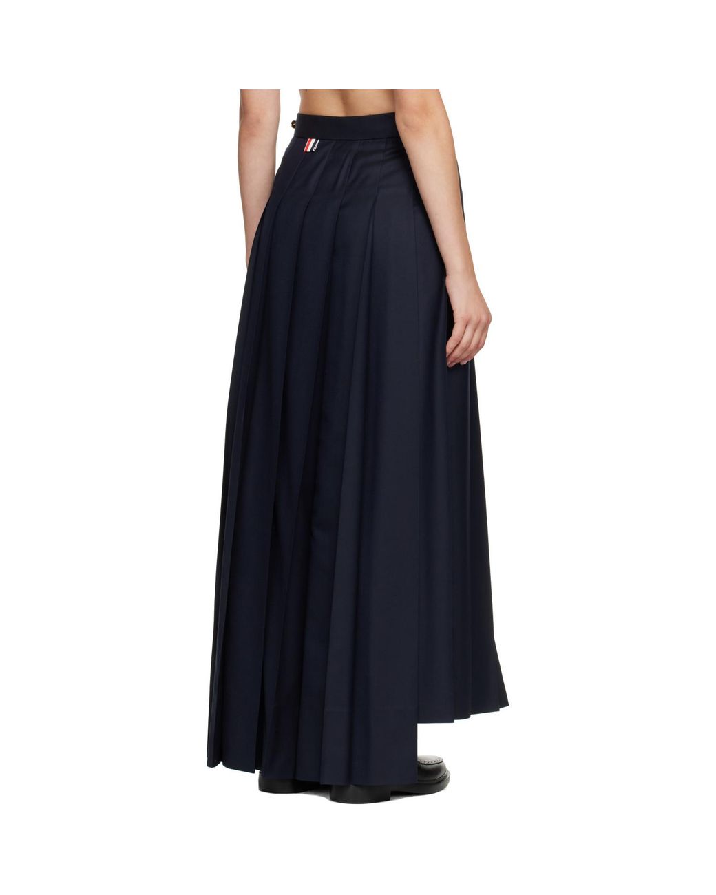 Thom Browne Blue Super 120's Twill Pleated Maxi Skirt