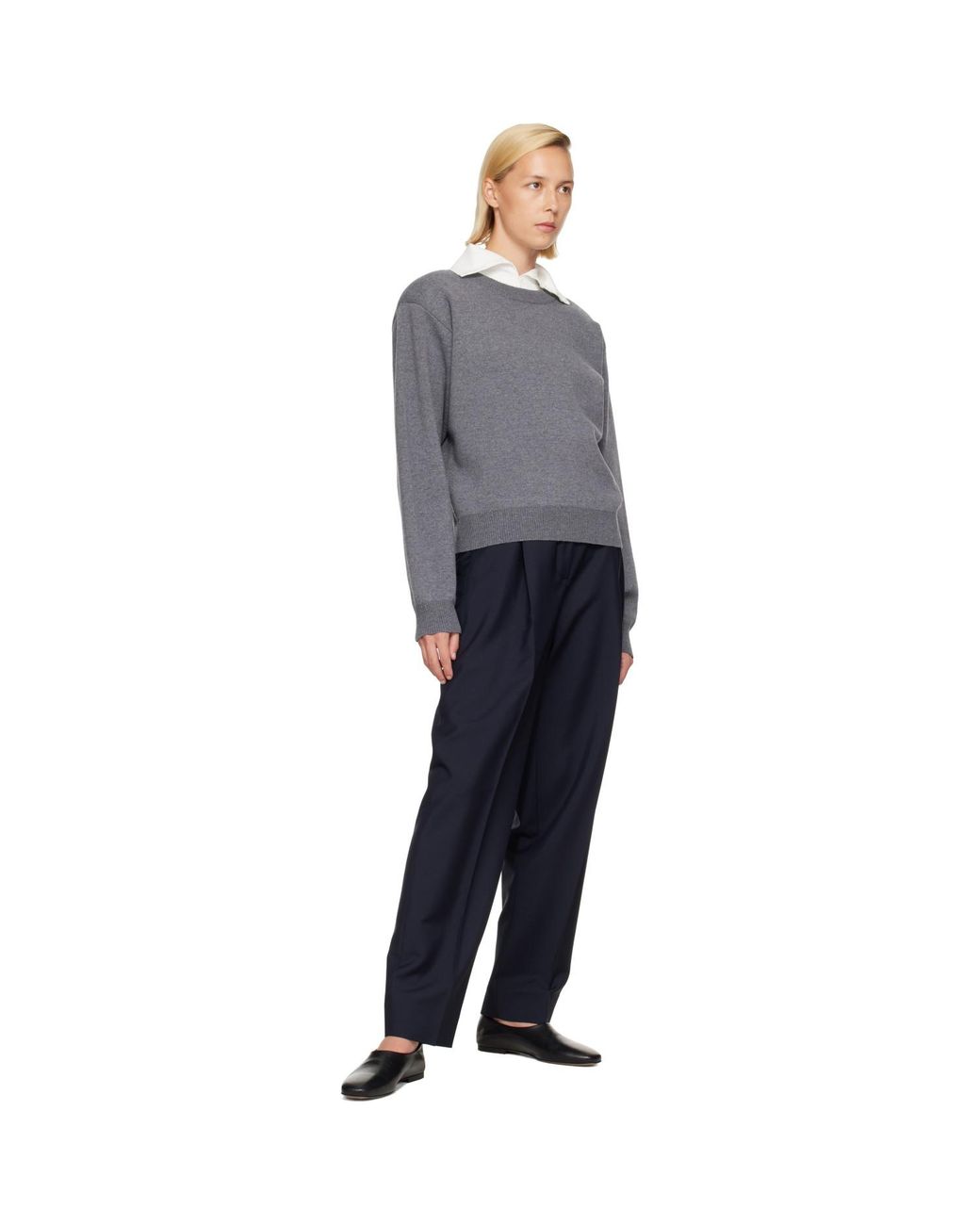 Rohe Blue Daria Single Pleat Tapered Trousers