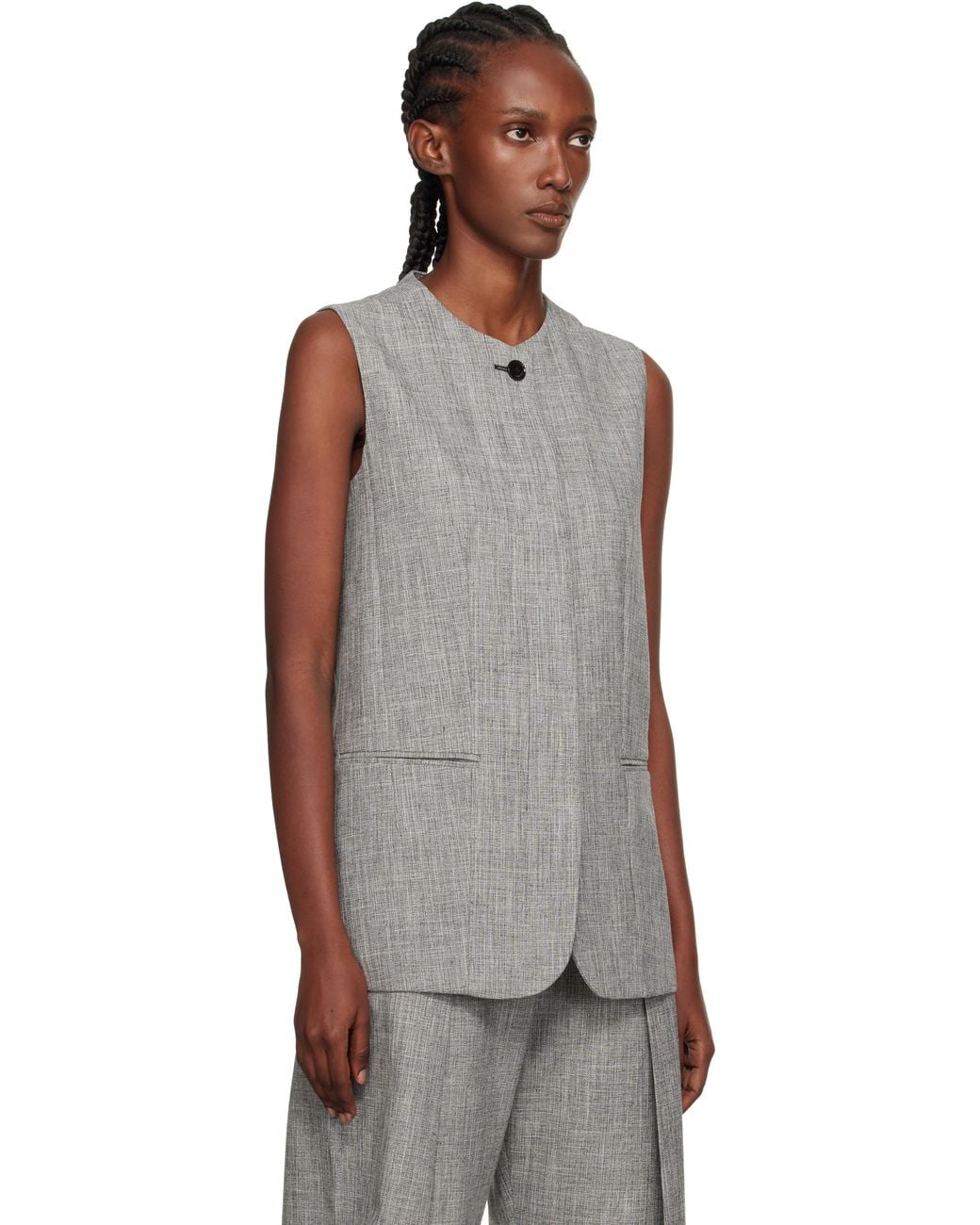 Lanvin Black Button Vest