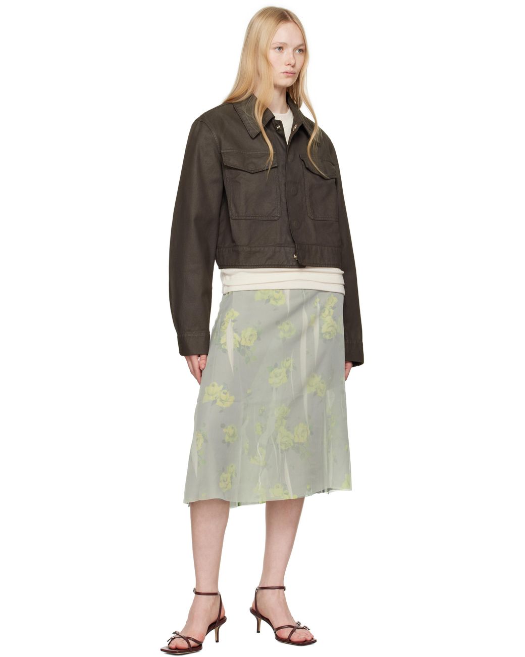 Aeyde Black Burgundy Libby Leather Kitten Heeled Sandals