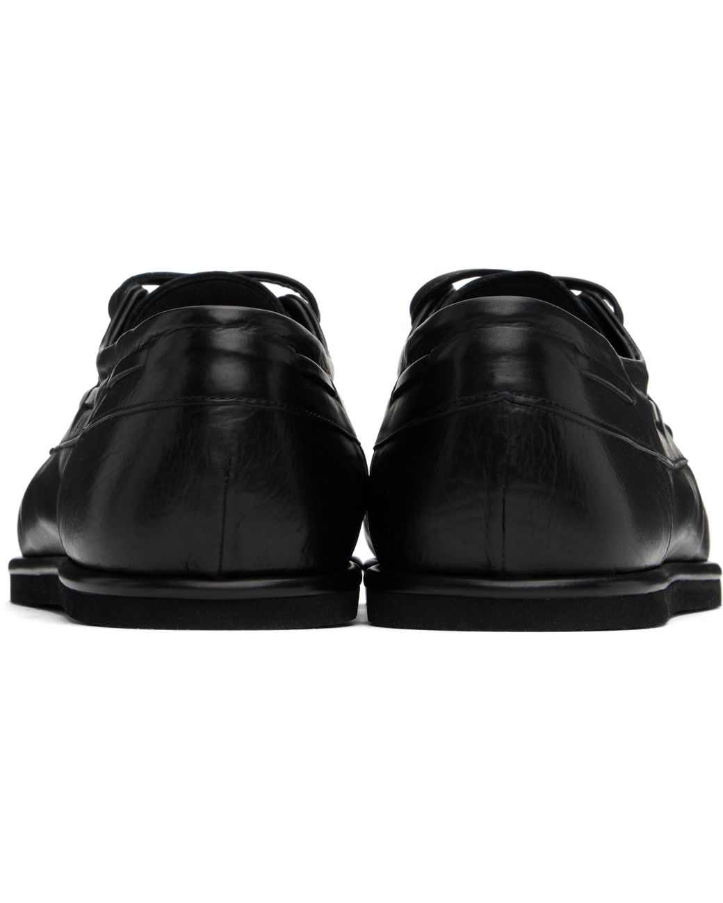 AURALEE Soft Leather Deck Shoes in Black | Lyst UK