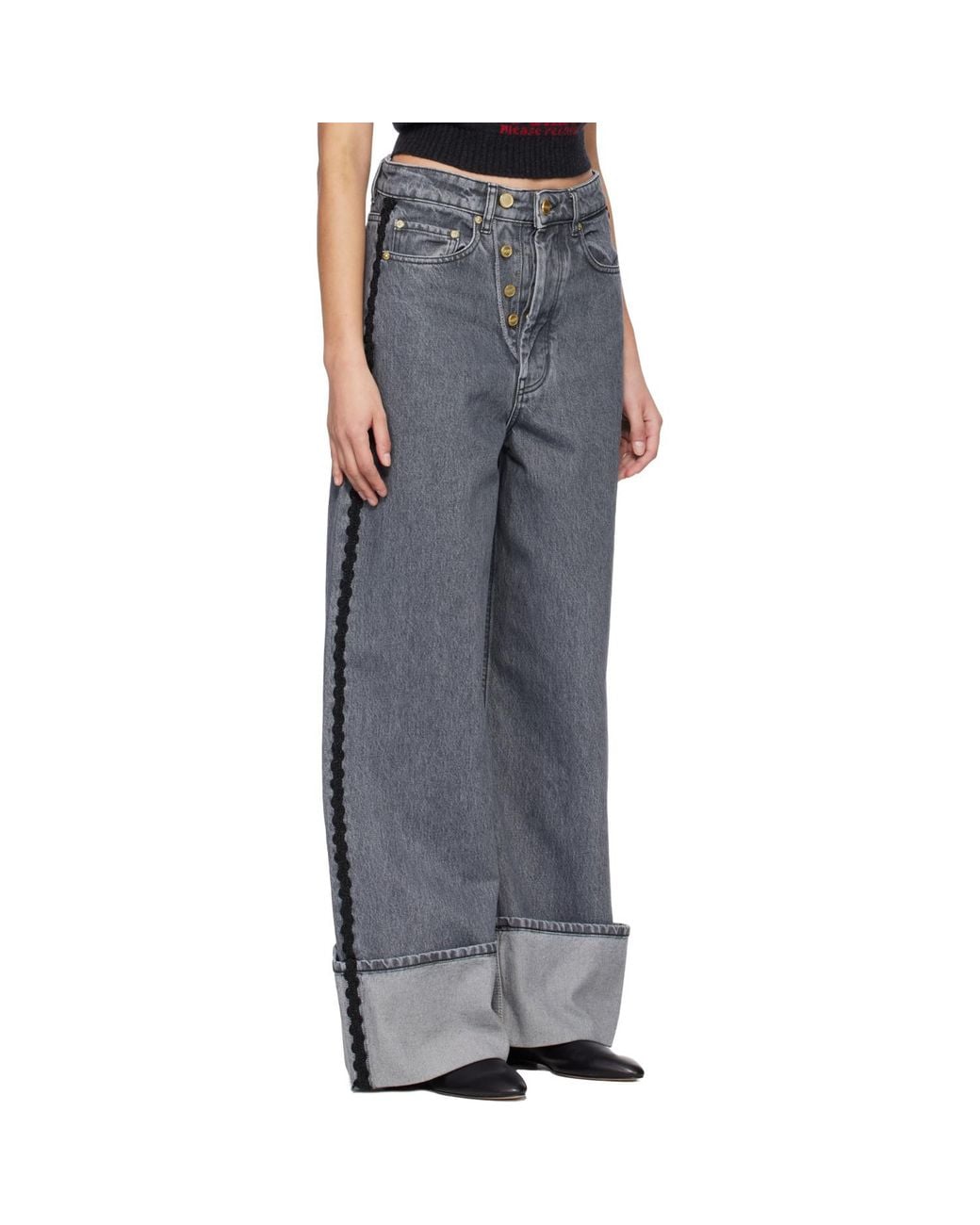 Ganni Black Double Fly Baggy Jeans