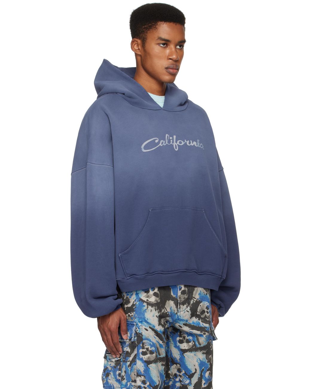 ERL カリフォルニア ロゴ オーバーサイズ フーディー M erl-designer-NAVY-California-