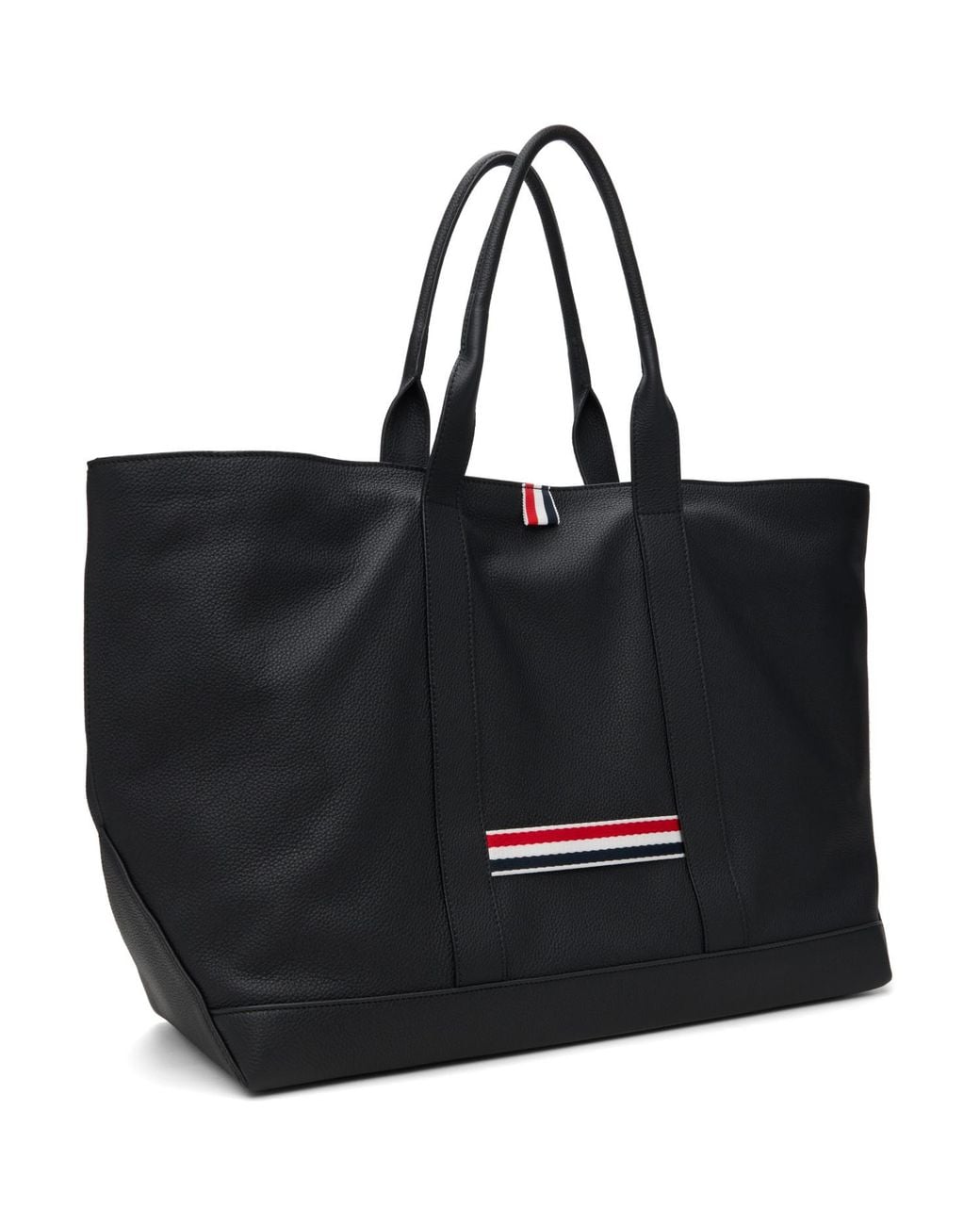 Thom Browne Black Soft Pebble Grain Leather Medium Tool Tote