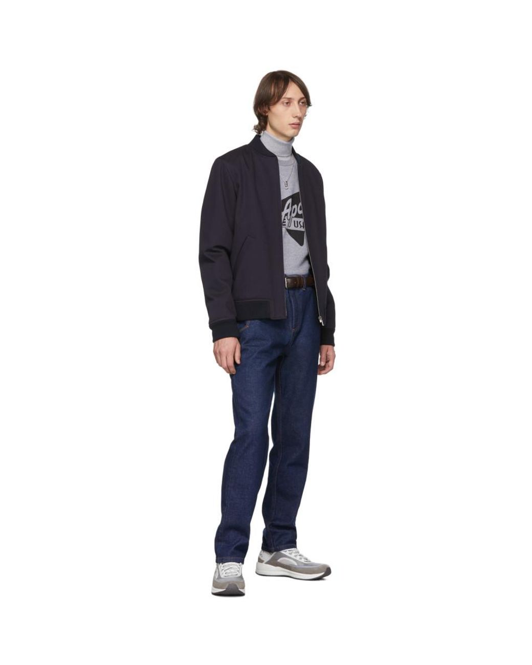 A.P.C. Navy Gregoire Bomber Jacket in 