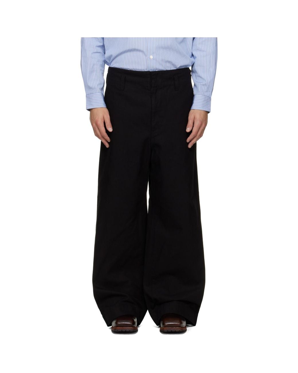 Comme des Garçons Black Cotton Garment Washed Trousers for men