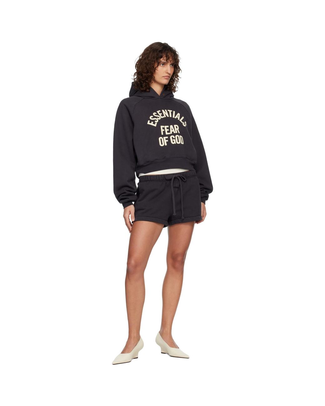 Fear Of God Black Campus 90's Cropped Raglan Hoodie