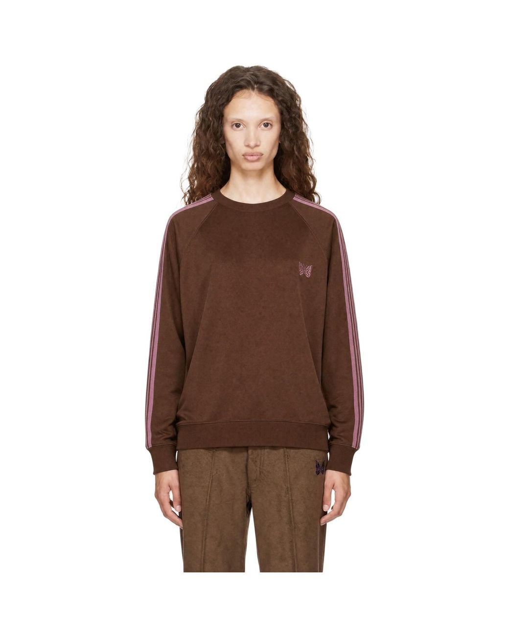 Needles Brown Crewneck Track Sweatshirt