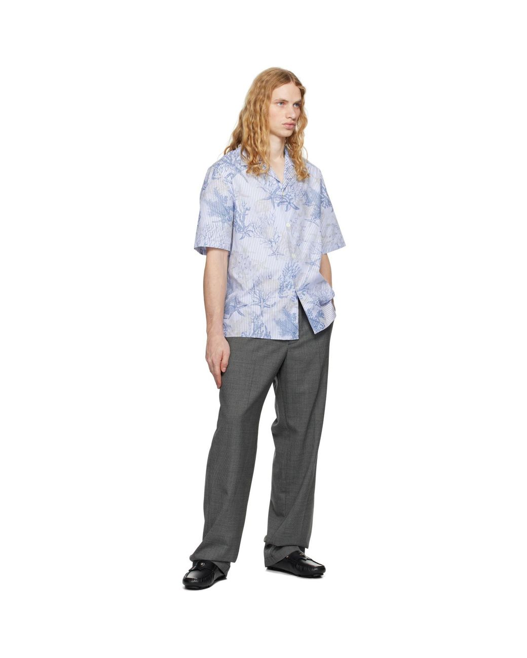 Versace White Barocco Sea Striped Shirt for men