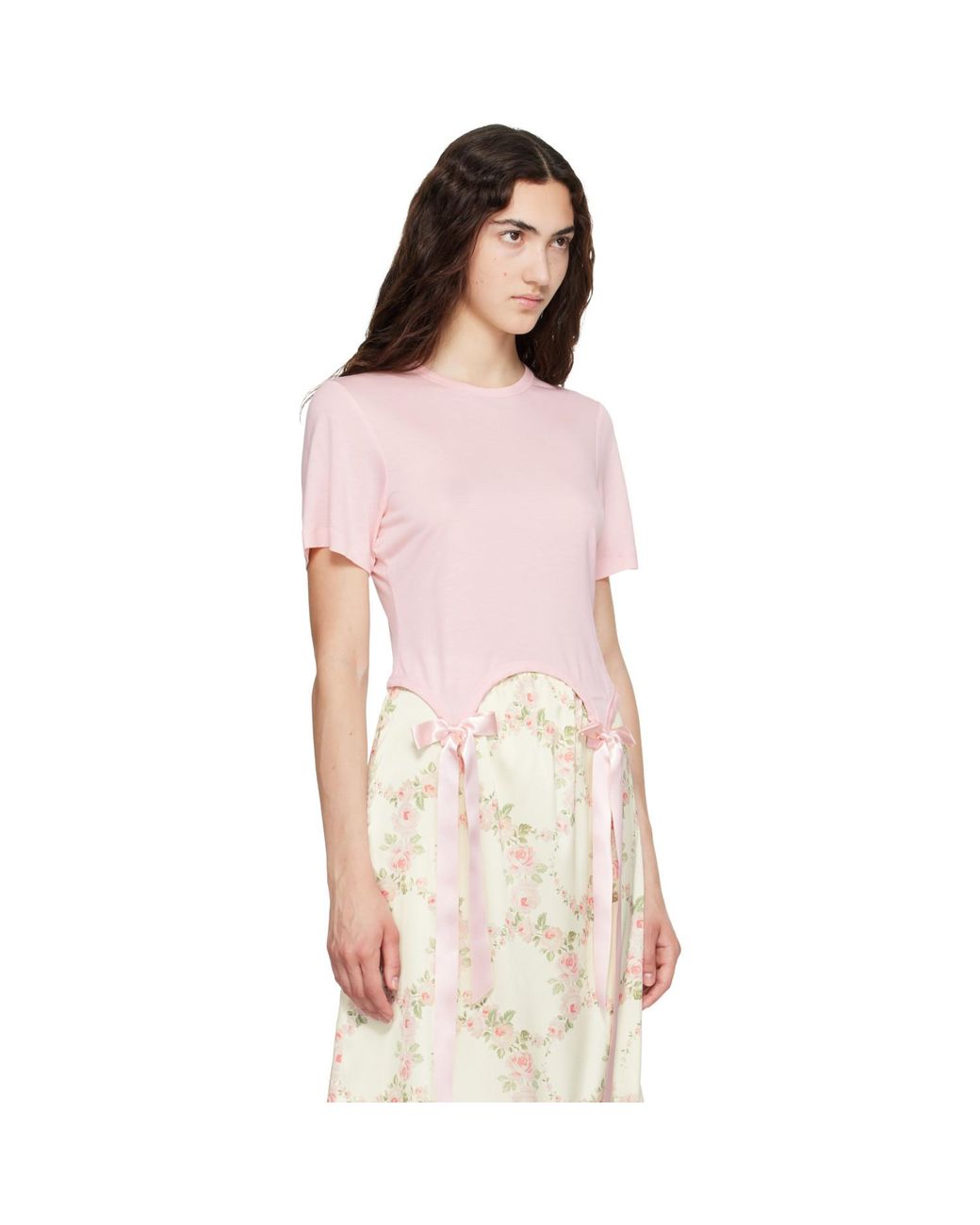 Simone Rocha Pink Bow Tail Easy T-Shirt
