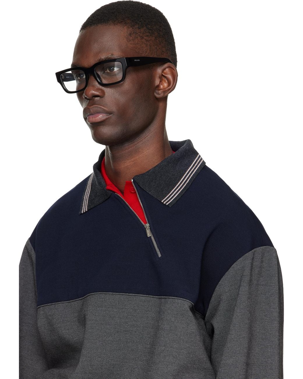 Prada Black Rectangular Glasses for men