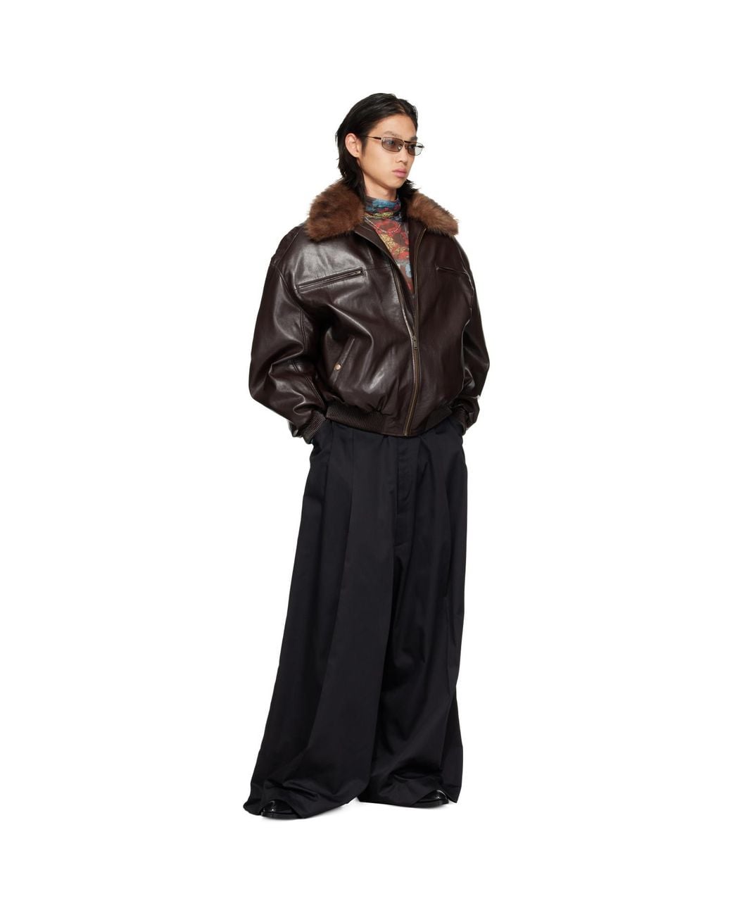 Lu'u Dan Black Faux-Leather Cargo Flight Jacket for men