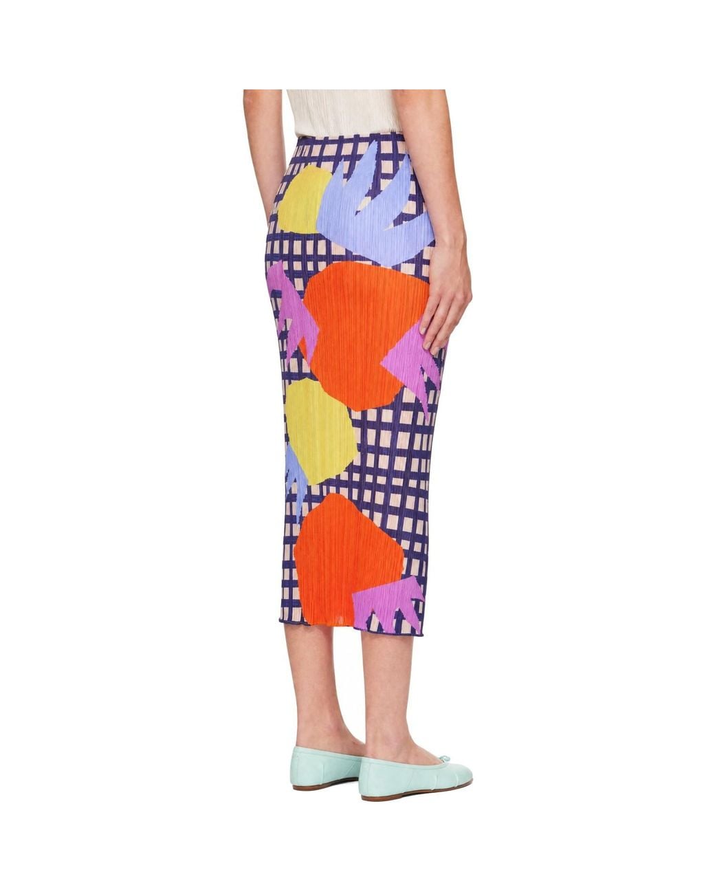 Pleats Please Issey Miyake Red Market Midi Skirt
