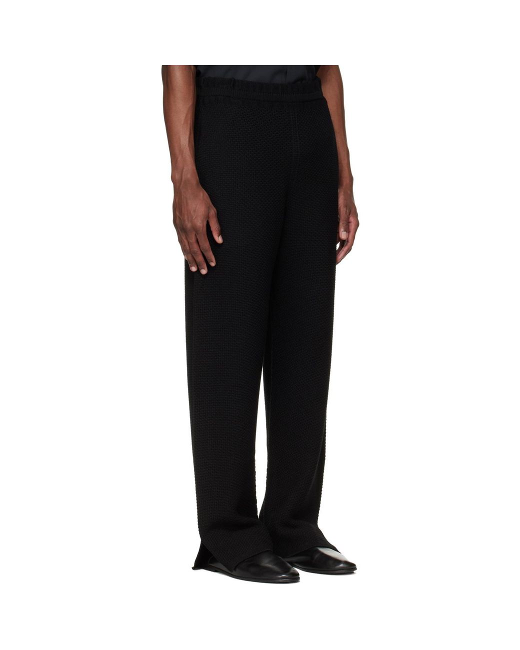 Homme Plissé Issey Miyake Black Rustic Knit Trousers for men