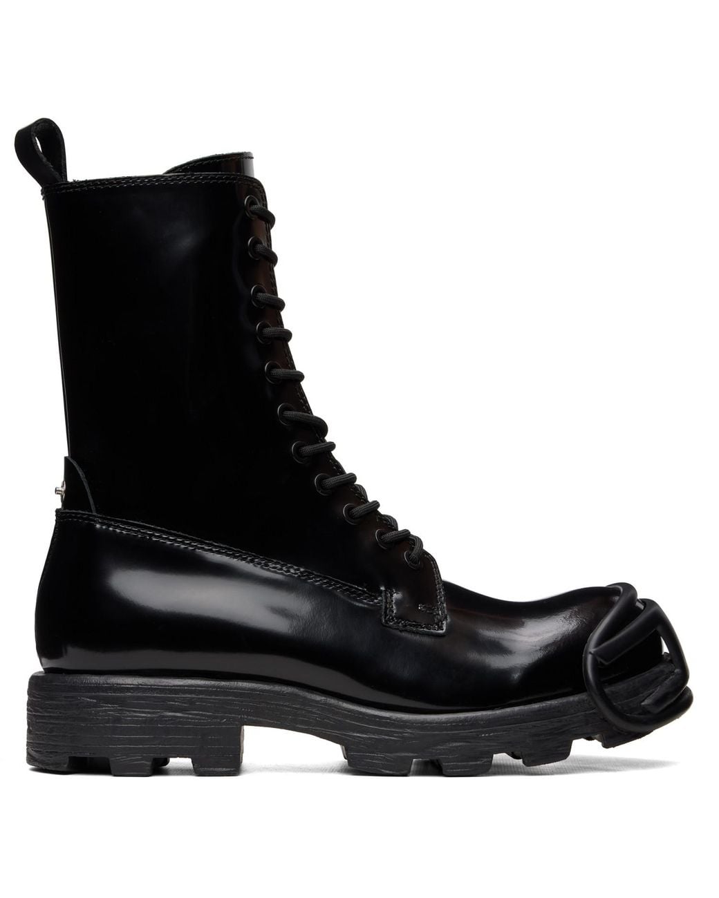 DIESEL Black Oval D Toe Guard D-Hammer-Leather Boots for men