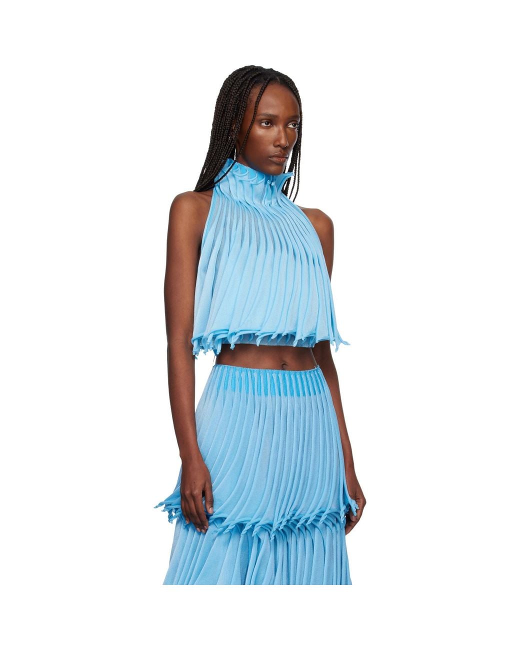 Alaïa Blue Cups Nylon Knit Tapered Top