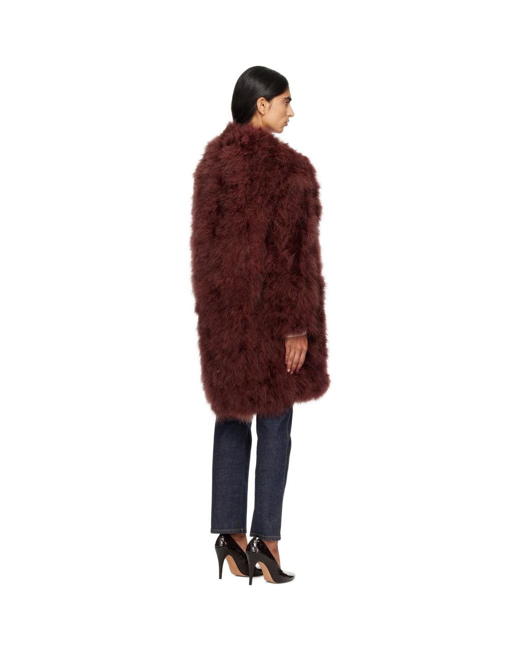 Yves Salomon Red Feather Coat