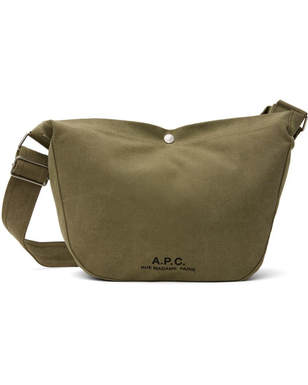 【関税込み】A.P.C. カーキ Journal サッチェル A.P.C.: カーキ Journal サッチェル | SSENSE 日本