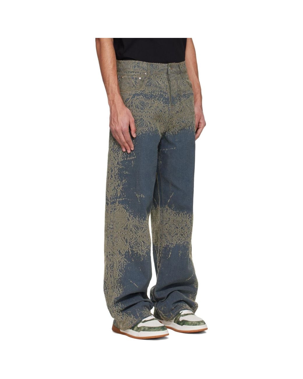 Amiri Black Faded Bandana baggy Jeans for men