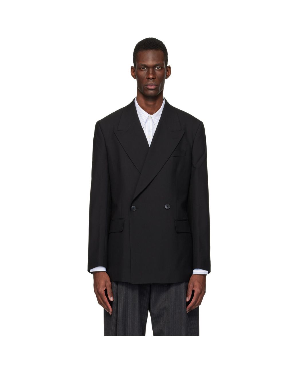 mfpen Black Double Breasted Blazer for men