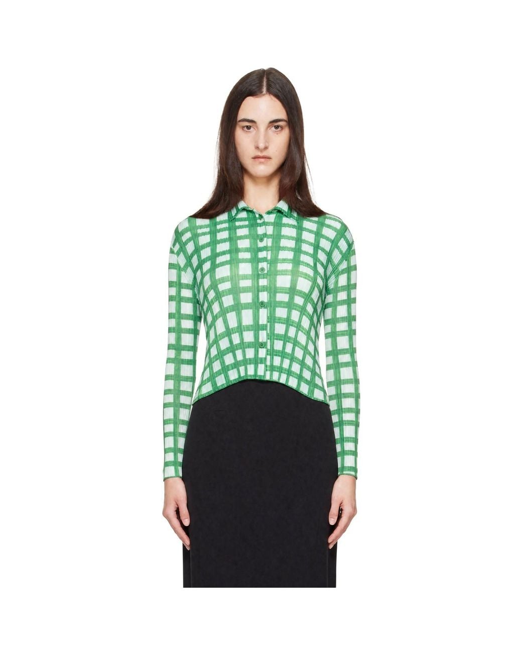 Pleats Please Issey Miyake Green Basket Shirt