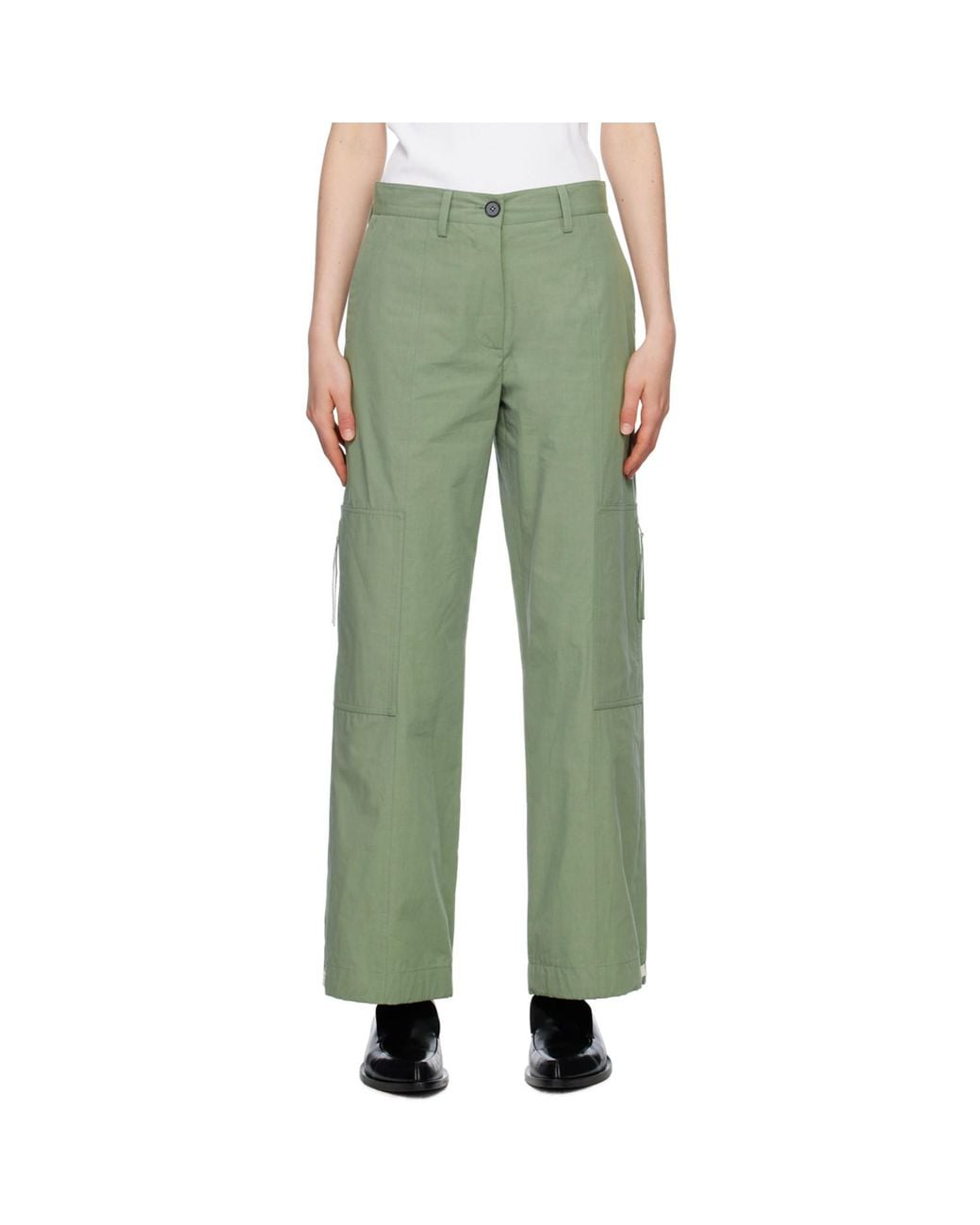 Jil Sander Green Zipper Pocket Casual Pants