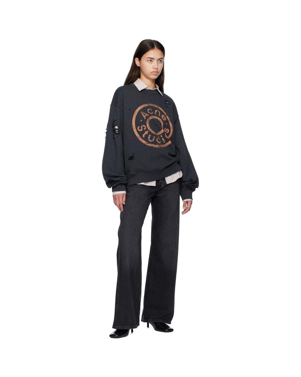 Acne Black Printed Logo Sweatshirt