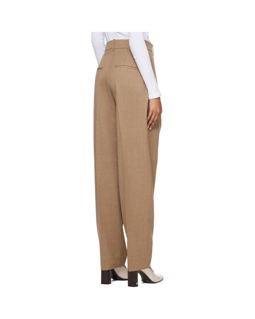 Rohe Natural Tan Daria Single Pleat Straight Leg Trousers