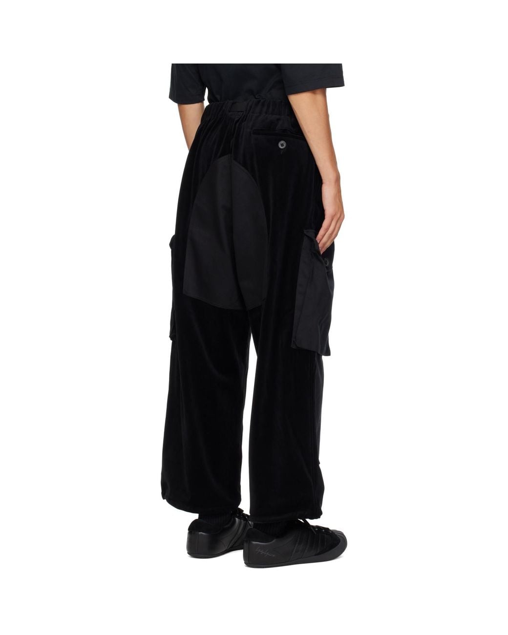 Y-3 Black Velvet Corduroy Utility Trousers for men