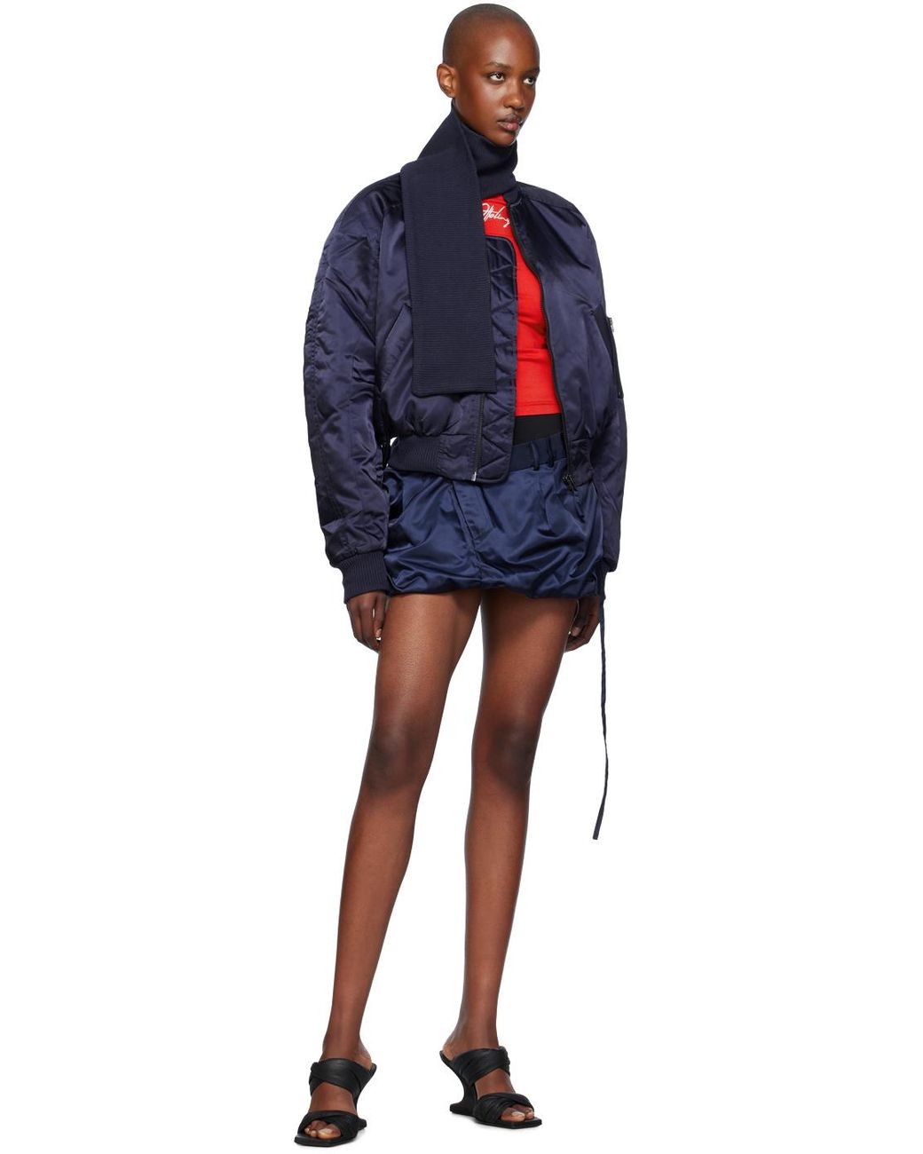 【関税込み】Ottolinger ネイビー スカーフ ボンバージャケット OTTOLINGER ネイビー スカーフ ボンバージャケット ブルー | Lyst