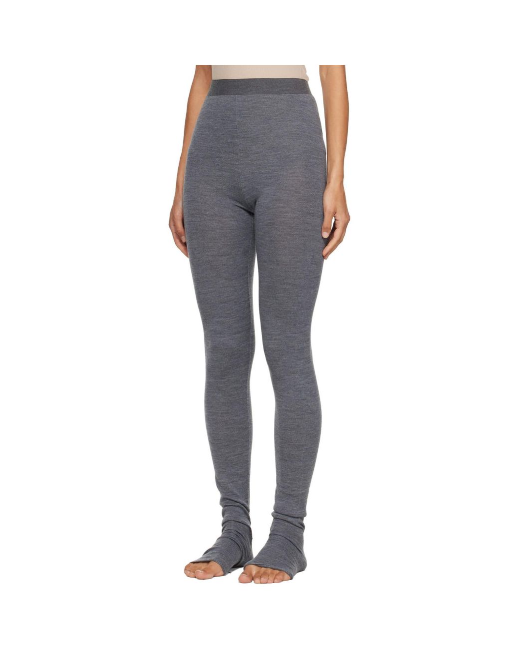 Bottega Veneta Gray Wool Rib Seamless Leggings