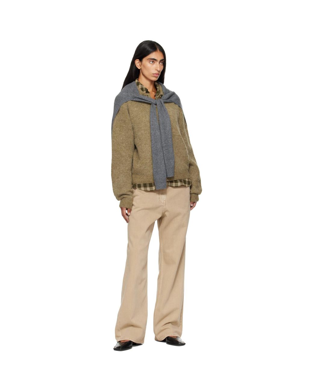 LE17SEPTEMBRE Gray Pure Cashmere Knit Muffler Scarf