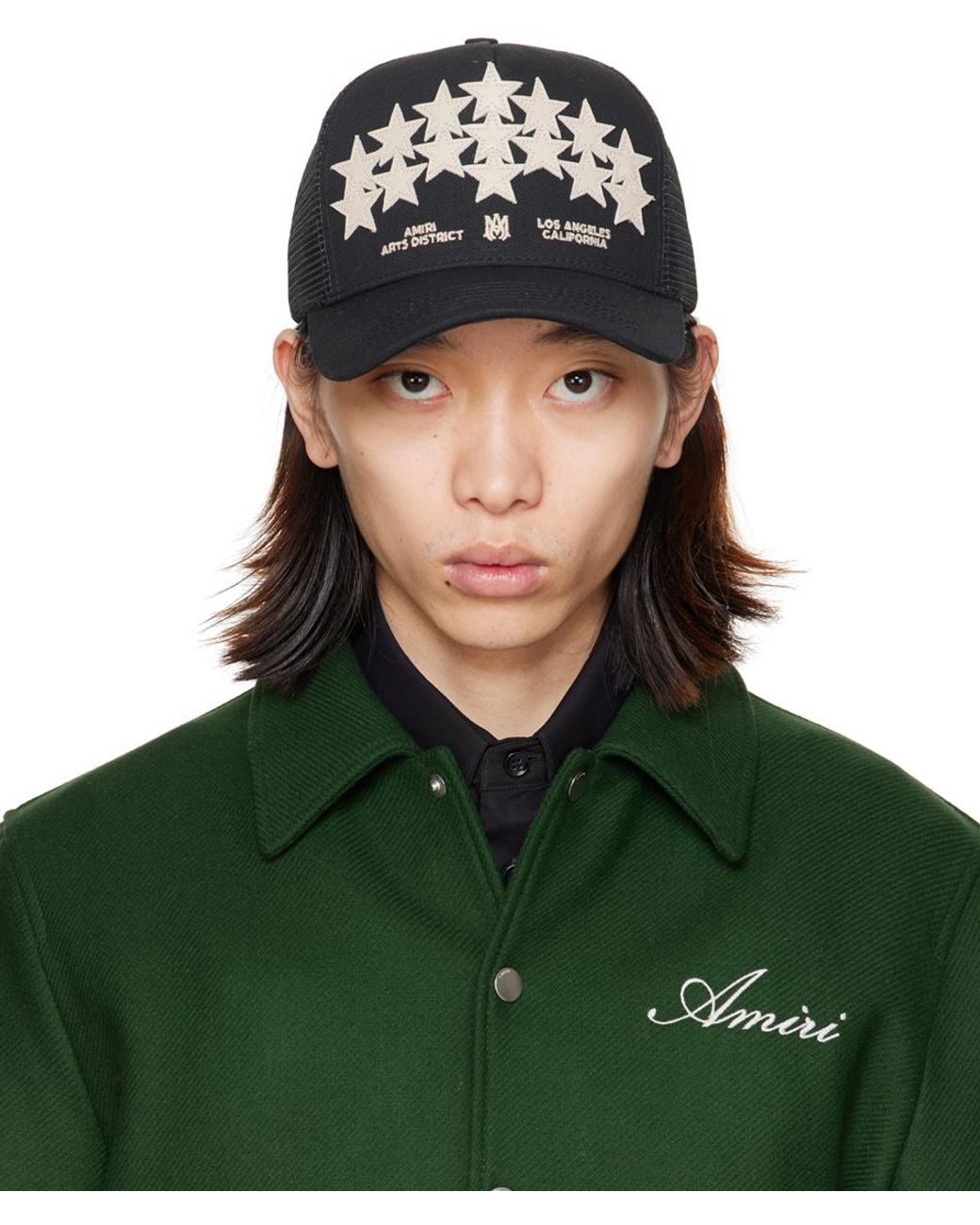 メンズ Amiri ブラック Star Leather トラッカーキャップ メンズ Amiri ブラック Star Leather トラッカーキャップ