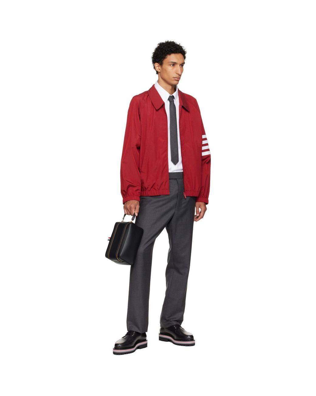 Thom Browne Black Soft Pebble Grain Leather Wash Pouch for men