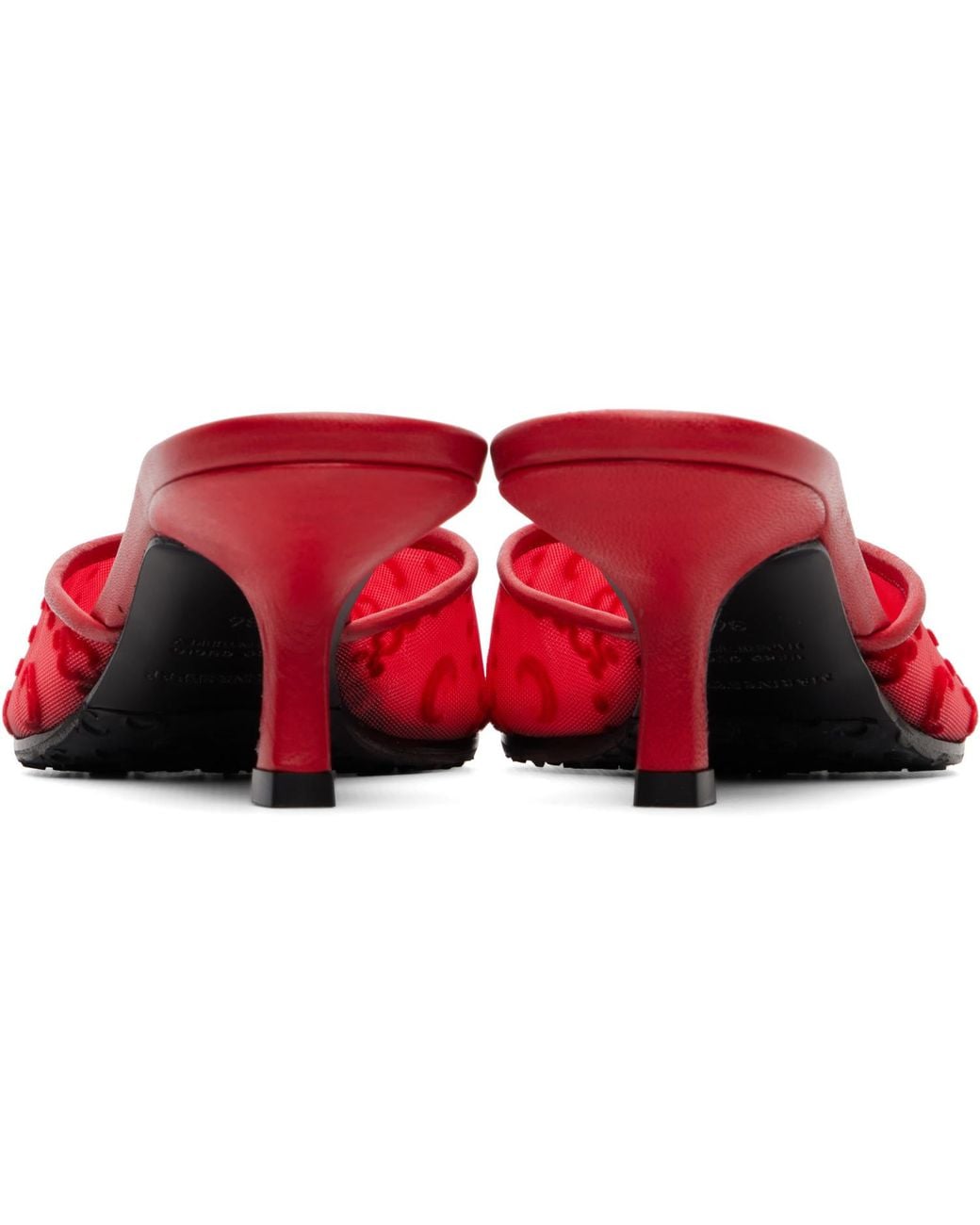 MARINE SERRE Red Mesh Flock Kitten Heel Mule Heels