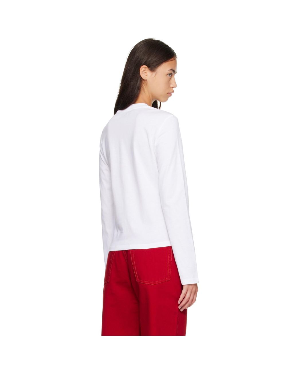 AMI White Cotton Longsleeves Ami De Coeur T-Shirt