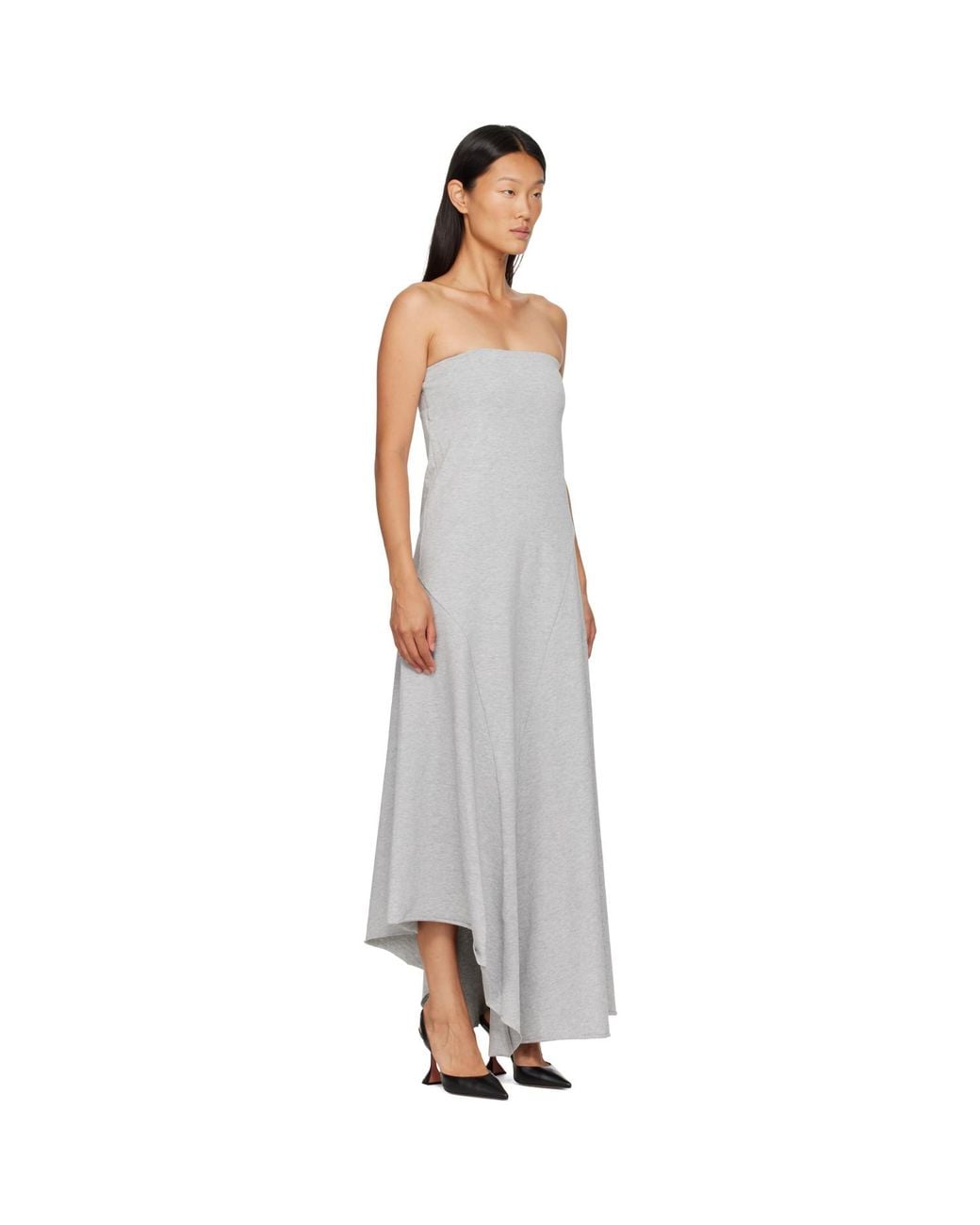 St. Agni Gray Strapless Cotton Jersey Midi Dress